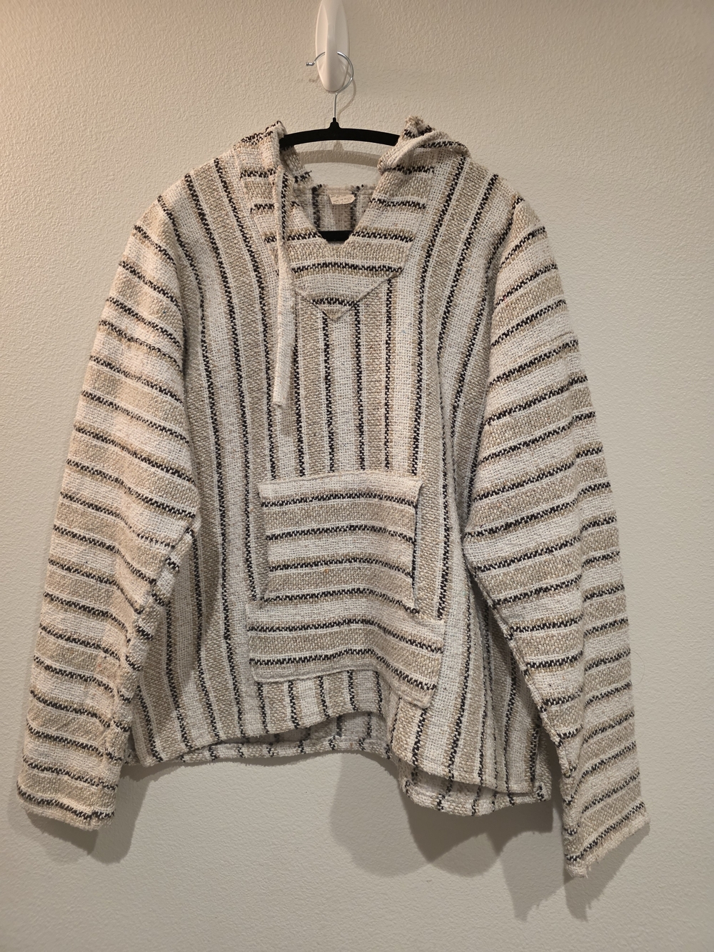 Molina Striped Hooded Baja Pullover Sweater - Cream/Black [M]